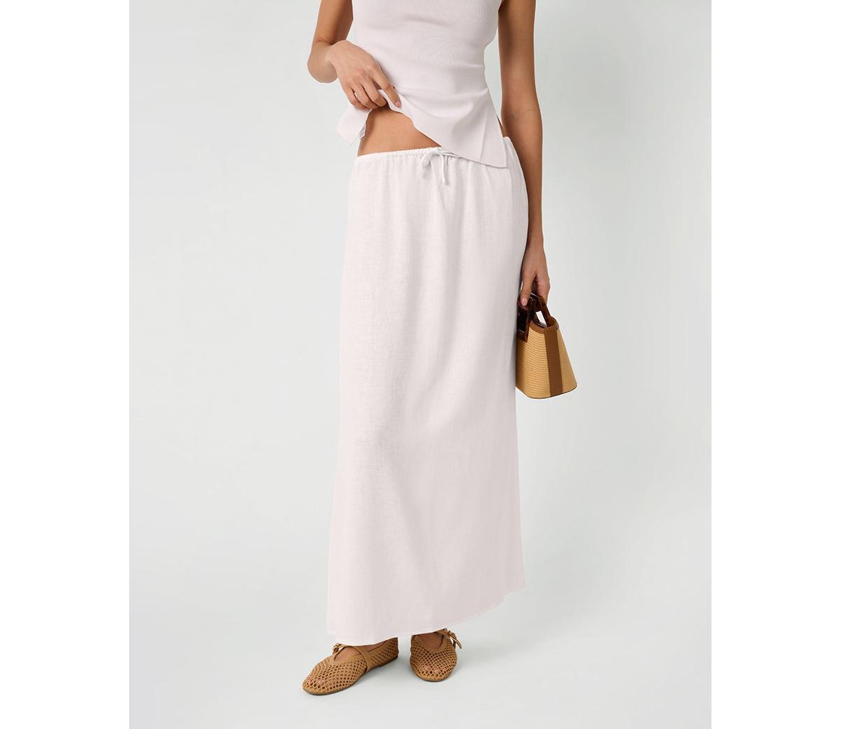 Women's Tie Waist Linen Skirt - Classic white