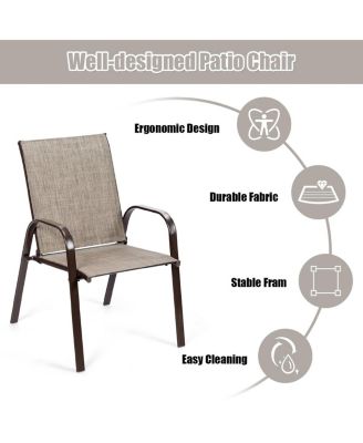 2PCS Patio Chairs Dining Chair Deck Yard W/Armrest