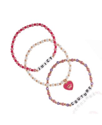 Kids Beaded Bracelet Set – “Juicy Couture” Letter Beads & Heart Charm