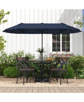 Gymax 13FT Double-sided Patio Umbrella w/ Crank Handle Umbrella Base Safety Lock