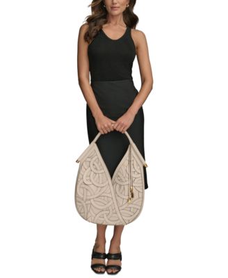 Baldwin Woven Leather Floral Shoulder Bag