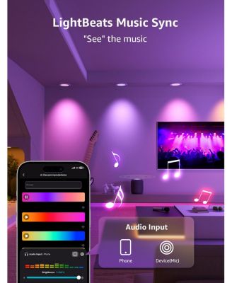 R2 AI 6 inch LED Recessed Light Dimmable Wafer Lights RGBCW, Smart Canless Downlights Work Alexa & Google Assistant, 12W 1050lm, 4-Pack