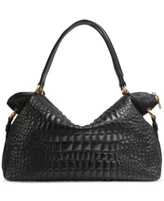 Glenwood Quilted Croc Top Handle Satchel with Tassel Detail