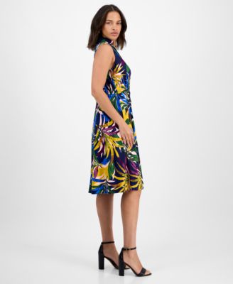 Petite Printed Sleeveless Collared Shirtdress