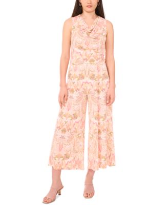 Sam & Jess Sam Jess Womens Printed Side Tie Top Wide Leg Pant In Pink