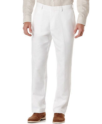 Cubavera Flat Front Easy Care Linen Pants - Macy's