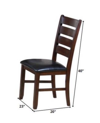 Faux Leather Slat Back Dining Chairs Set of Two for Comfortable Home Dining