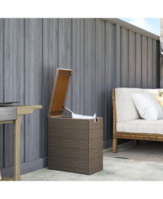 17 Gallon Wicker Deck Box, Small Outdoor Storage Box
