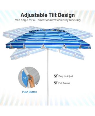 8ft Beach Umbrella Outdoor Patio Garden w/ Carrying Bag Sand Anchor