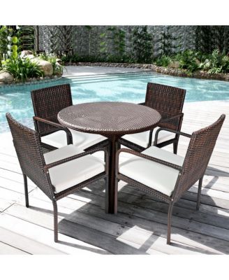 4 PCS Outdoor Patio Rattan Dining Chairs Cushioned Sofa