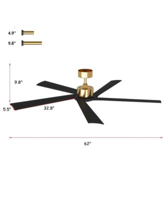 62-In Ceiling Fan with Remote Control, Reversible DC Motor, Solid Wood,No Noise