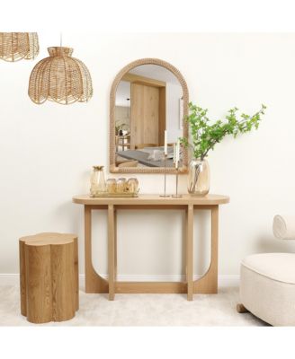 Bamboo Frame Arch Rectangle Accent Wall and Vanity Wall Mirror