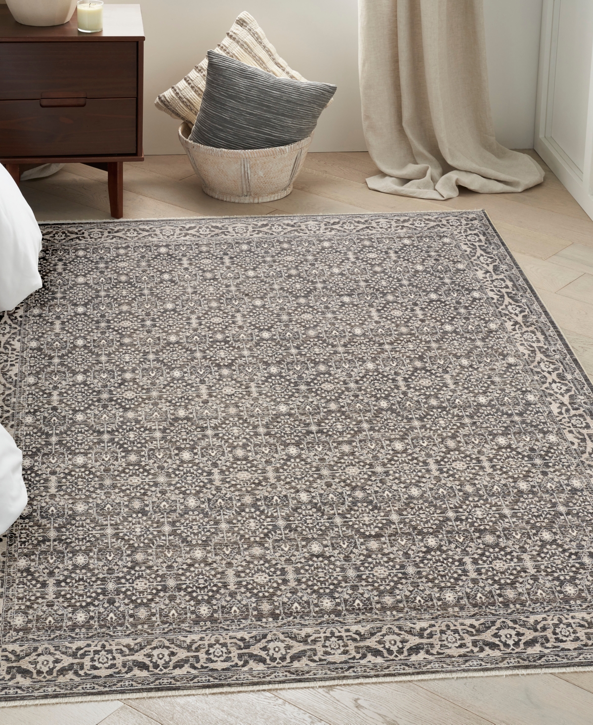 Nourison Home Shadows Shw04 5'3"x7'3" Area Rug In Gray