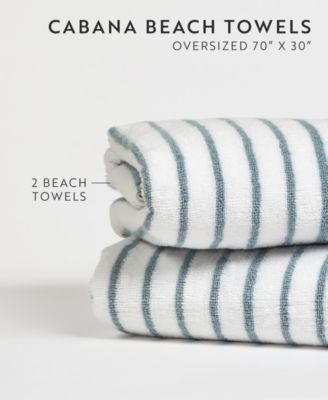 Cabana Stripe Cotton 2-Pack Beach Towels, 30" x 70"