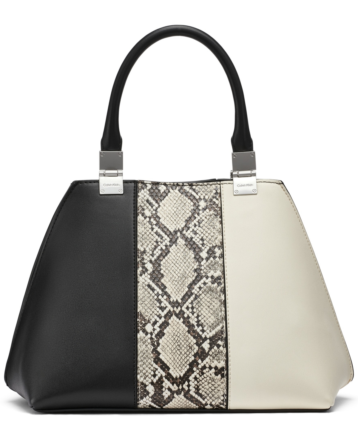 Calvin Klein Granite Convertible Multicolor Snake Satchel In Black