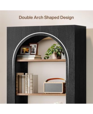 5-Tier Black Arched Bookshelf, 70.87-Inch Tall Arch Bookcase with Storage, Modern Book Shelf Storage Organizer for Living Room, Home Office