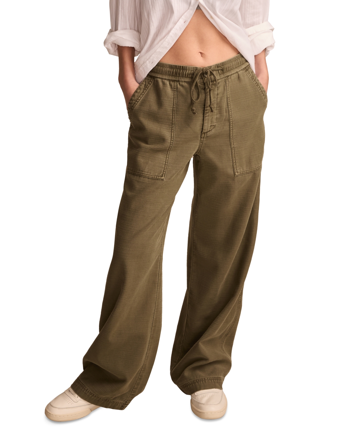 LUCKY BRAND WOMEN'S COTTON RELAXED WIDE-LEG UTILITY PANTS 