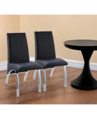 Set of Two Faux Leather Dining Side Chairs with Cushioned Seat and Back