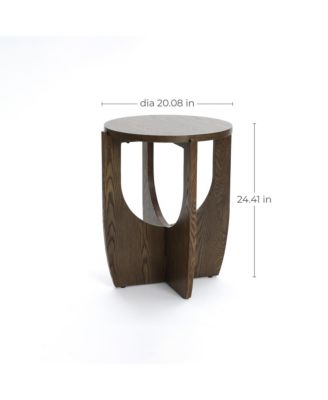 20-Inch Round Wood Side Table with Walnut Finish