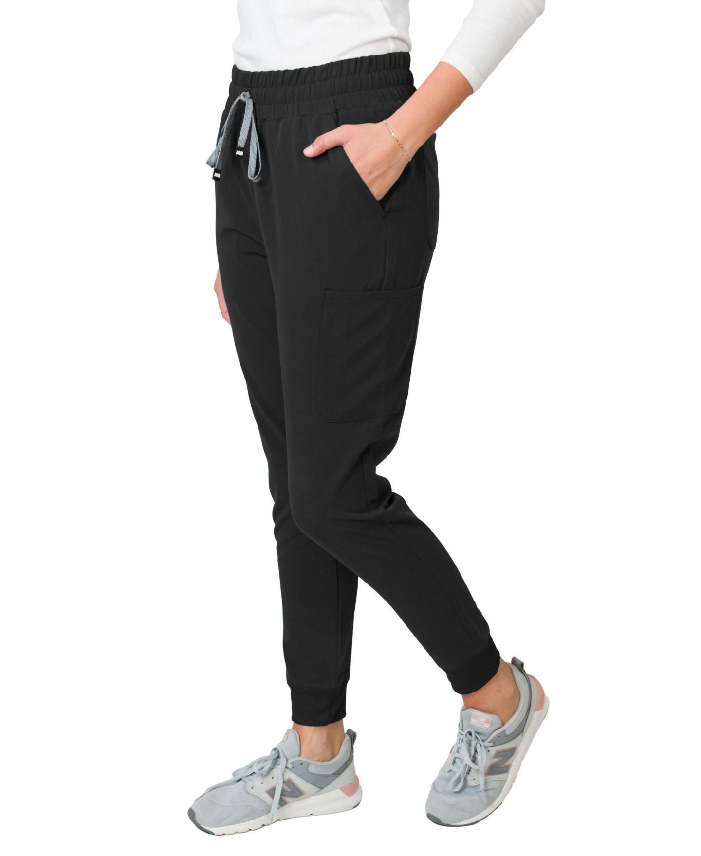 Женские брюки Medgear Madison Mid-rise Slim Jogger Scrub, цвет: Чёрный — фото 2