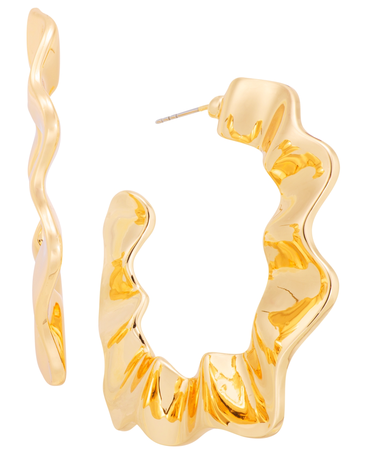 Inc International Concepts Medium Wavy C-hoop Earrings, 1.57", Exclusively At Macy's In Gold