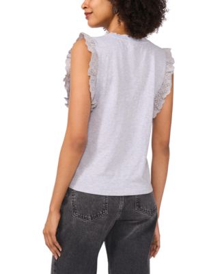 Women's Cotton Eyelet-Lace Trim Tank Top