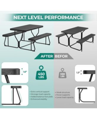 4.5ft Picnic Table with 2 Benches Heavy-Duty Table for 4-6 Person