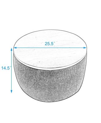 Round Upholstered Storage Ottoman with Removable Top for Use as Coffee Table or Footstool Handmade Accent for Living Room or Bedroom-The Pop Home