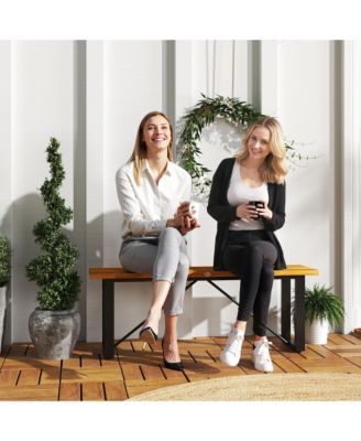 Outdoor Bench, 47" Backless Acacia Wood Garden Bench Seat,