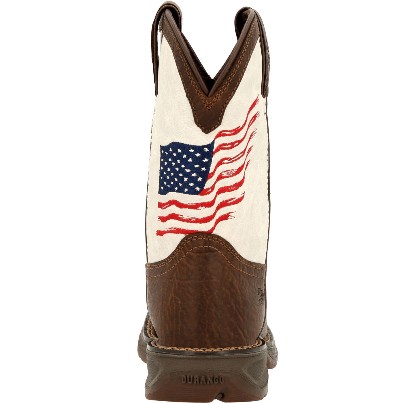 Ботинки Durango Lil' Rebel by Big Kids Distressed Flag Western Boot для мальчиков, цвет: Коричневый / Белый — фото 6
