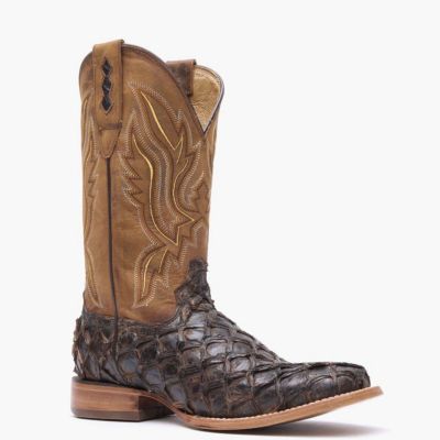 Men's Premium Exotics Dark Brown Pirarucu Western Boot