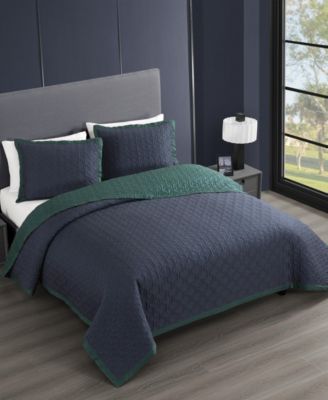 100% Cotton Sateen 3 Piece Textured Quilted Queen Size Coverlet Set