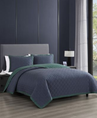 100% Cotton Sateen 3 Piece Textured Quilted King Size Coverlet Set