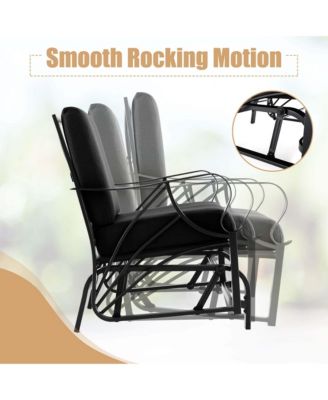 2 PCS Patio Rocking Chair with Cushion Heavy-Duty Metal Frame Smooth Glider Outdoor