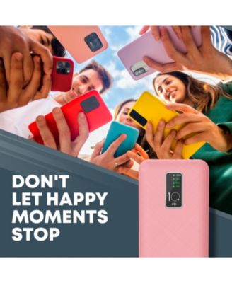 10,000mAh Rapid Charging Power Bank with LCD Battery Display, 4 Built-In Cables, and Phone Stand