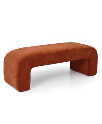 47" Velvet Upholstered Waterfall Bench, Modern Bed Bench for Living Room or Entryway