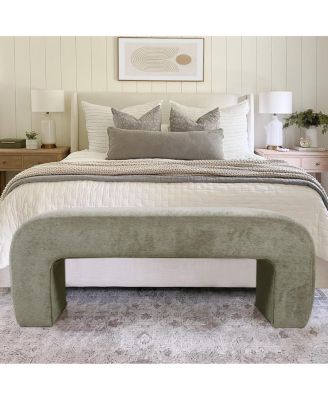 47" Velvet Upholstered Waterfall Bench, Modern Bed Bench for Living Room or Entryway