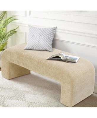 47" Velvet Upholstered Waterfall Bench, Modern Bed Bench for Living Room or Entryway