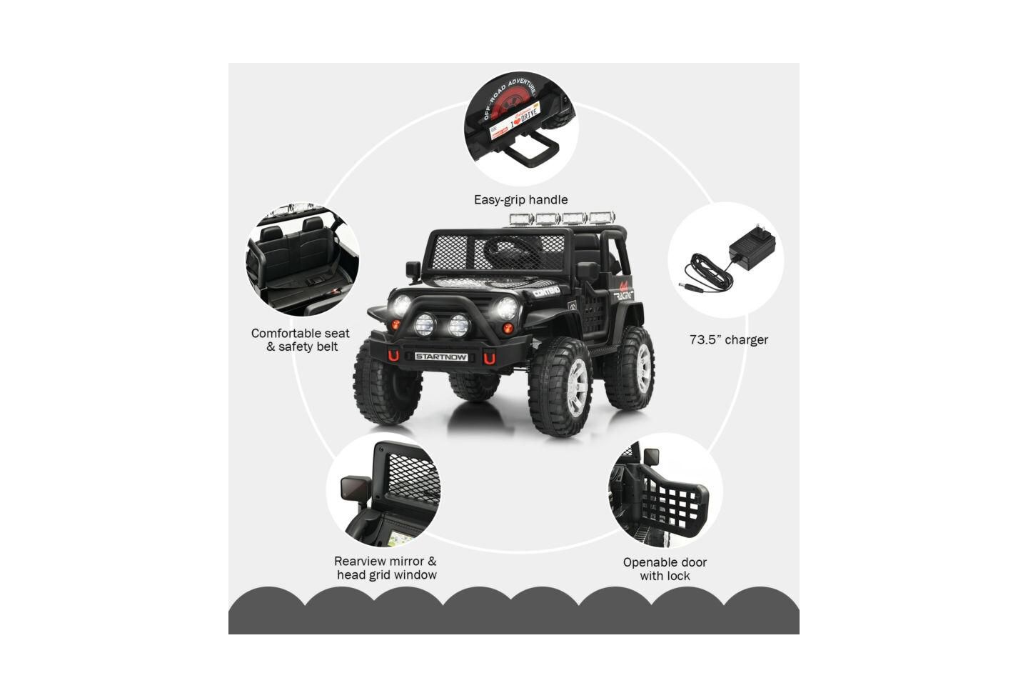 Детская игрушка Mecale 12V PP Remote-Control LED Lights Ride-On Truck, 110 Lbs Capacity, от 3 лет, цвет: Чёрный — фото 6