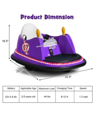 12V Electric Kids Ride On Bumper Car with Flashing Lights for Toddlers