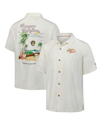 Tommy Bahama - Men's&nbsp; White Milwaukee Brewers Grand Slam Bay Camp Button-Up Shirt