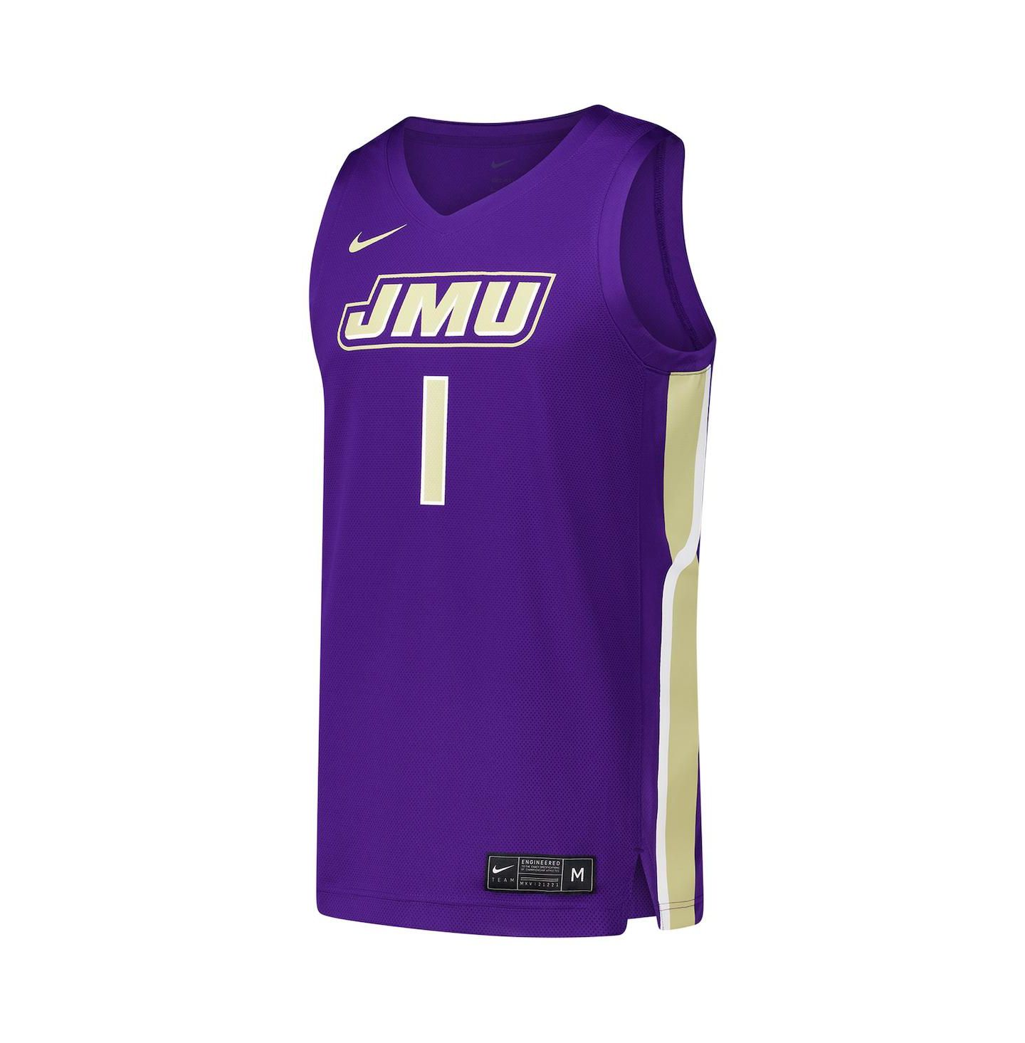 Мужской топ Nike 1 Purple James Madison Dukes Replica Basketball Jersey — фото 2