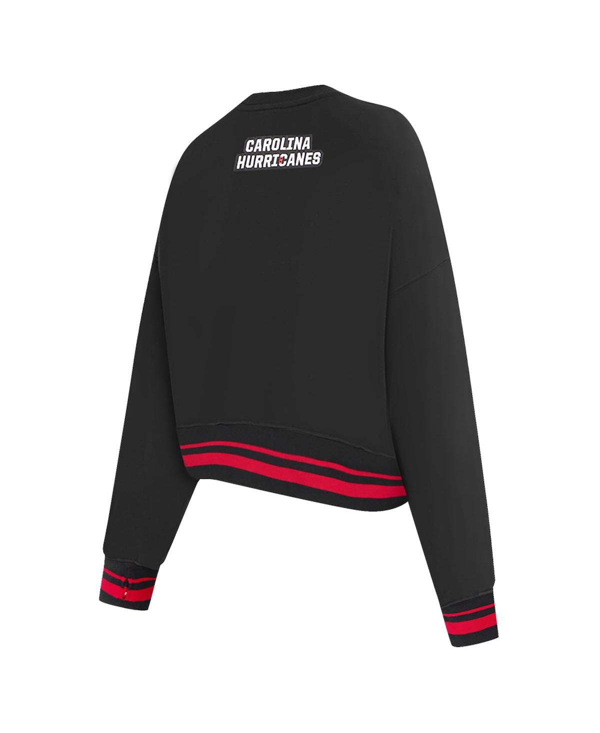 Pro Standard Women's Black Carolina Hurricanes Area Code Cropped Pullover Sweatshirt In Black