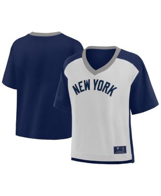 Fanatics - Women's Navy/Graphite New York Yankees Oversized Race To Win V-Neck T-Shirt