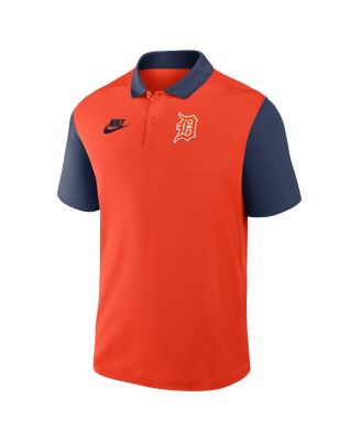 Men's Orange/Navy Detroit Tigers Cooperstown Collection Color Block Victory Performance Polo Shirt