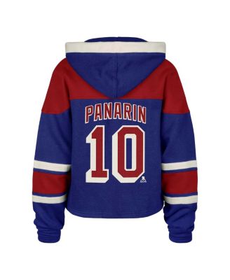 Women's Artemi Panarin Blue New York Rangers Superior Lacer Cropped Pullover Hoodie