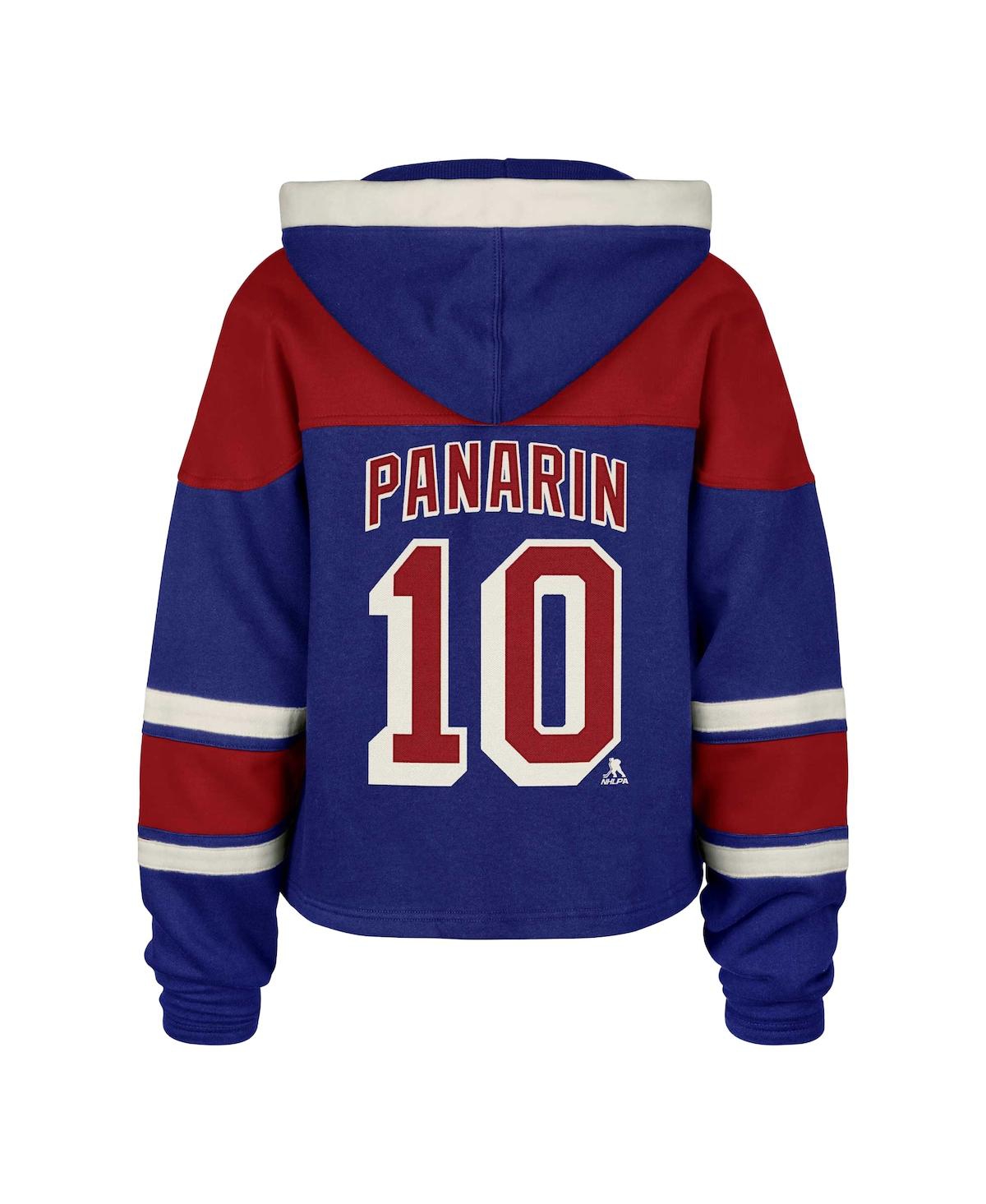 47 BRAND WOMEN'S ARTEMI PANARIN BLUE NEW YORK RANGERS SUPERIOR LACER CROPPED PULLOVER HOODIE 
