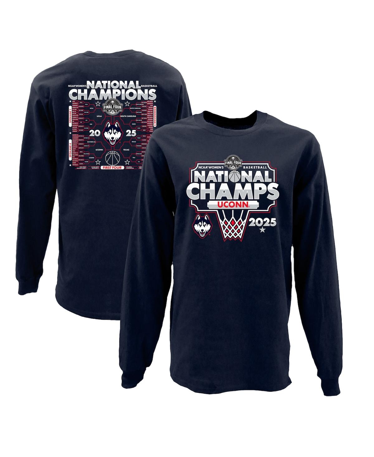 Blue 84 Men's Navy Uconn Huskies 2025 Ncaa Women's Basketball National Champions Bracket Long Sleeve T-shirt