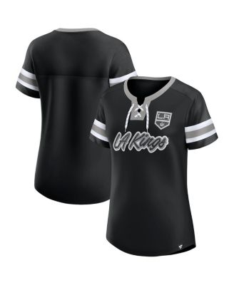Fanatics - Women's Black Los Angeles Kings Iconic Athena Lace-Up T-Shirt