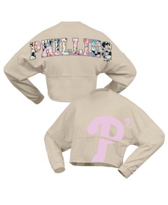 Fanatics - Women's Cream Philadelphia Phillies Floral Preppy Cropped Long Sleeve T-Shirt